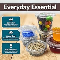 Vista 3 de Reli. Recipientes pequeños de 2 onzas con tapas (500 juegos) Vasos de gelatina con tapas Recipientes de plástico transparente para condimentos