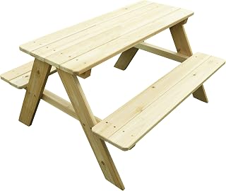Merry Garden Kids Wooden Picnic Table Bench - Seats 4 Children, Canadian Hemlock, Indoor Outdoor Play