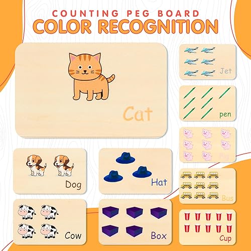 Miniatura 3 de Tablero de clavijas de conteo para niños, tableros de madera para jardín de infantes, manipuladores matemáticos, juguetes de conteo Montessori,