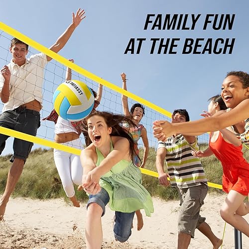 Vista 6 de Sistema de red de voleibol portátil al aire libre para patio trasero - Configuración rápida y fácil de postes de acero de altura ajustable, voleibol