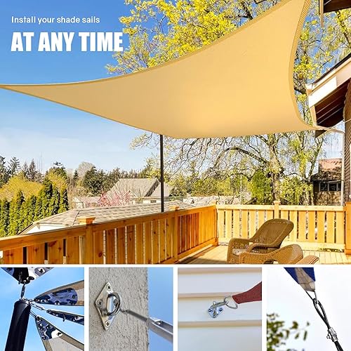 Miniatura 6 de NEREUS Kit de accesorios para toldo con cuerda de alambre de acero inoxidable 304 recubierta de nailon de 12 pies, kit de instalación de vela para