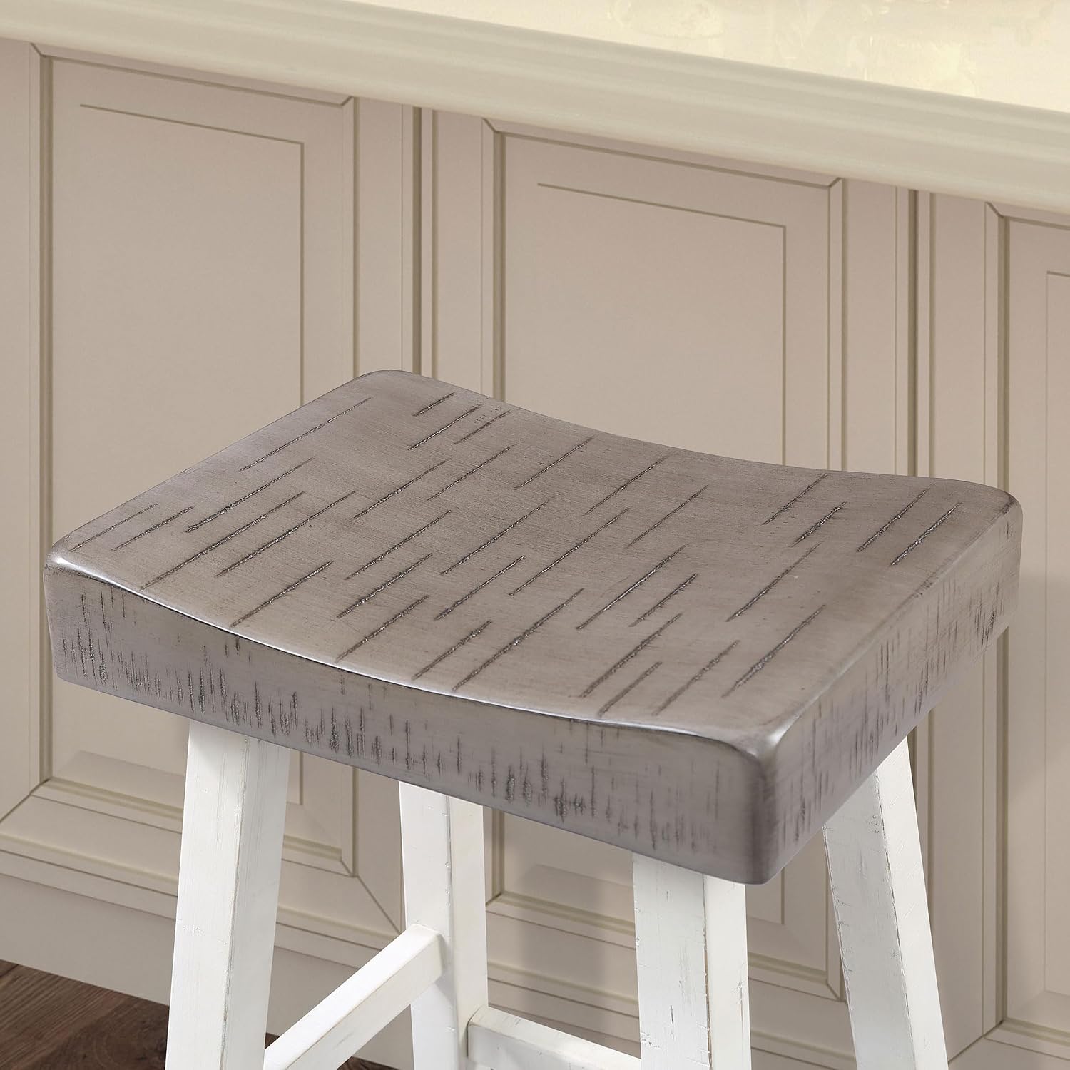 Furniture of America Corvin Modern Solid Wood Bar Stools Set of 2, Counter Height Chairs for Kitchen Island, Breakfast Nook, Home Office, White, 31 inch