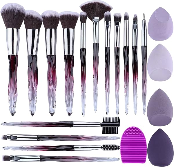 XMOSNZ 15Pcs Makeup Brush Set with Unique Crystal Design
