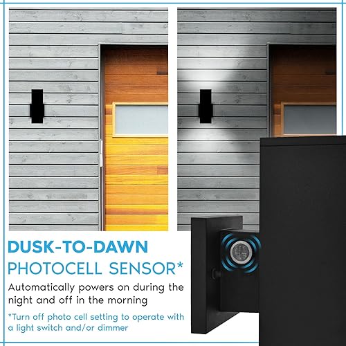 Miniatura 3 de LUXRITE Luces LED modernas de pared para exteriores del atardecer al amanecer, 10 pulgadas, luz de arriba o abajo, 3CCT 3000K-5000K, aplique de