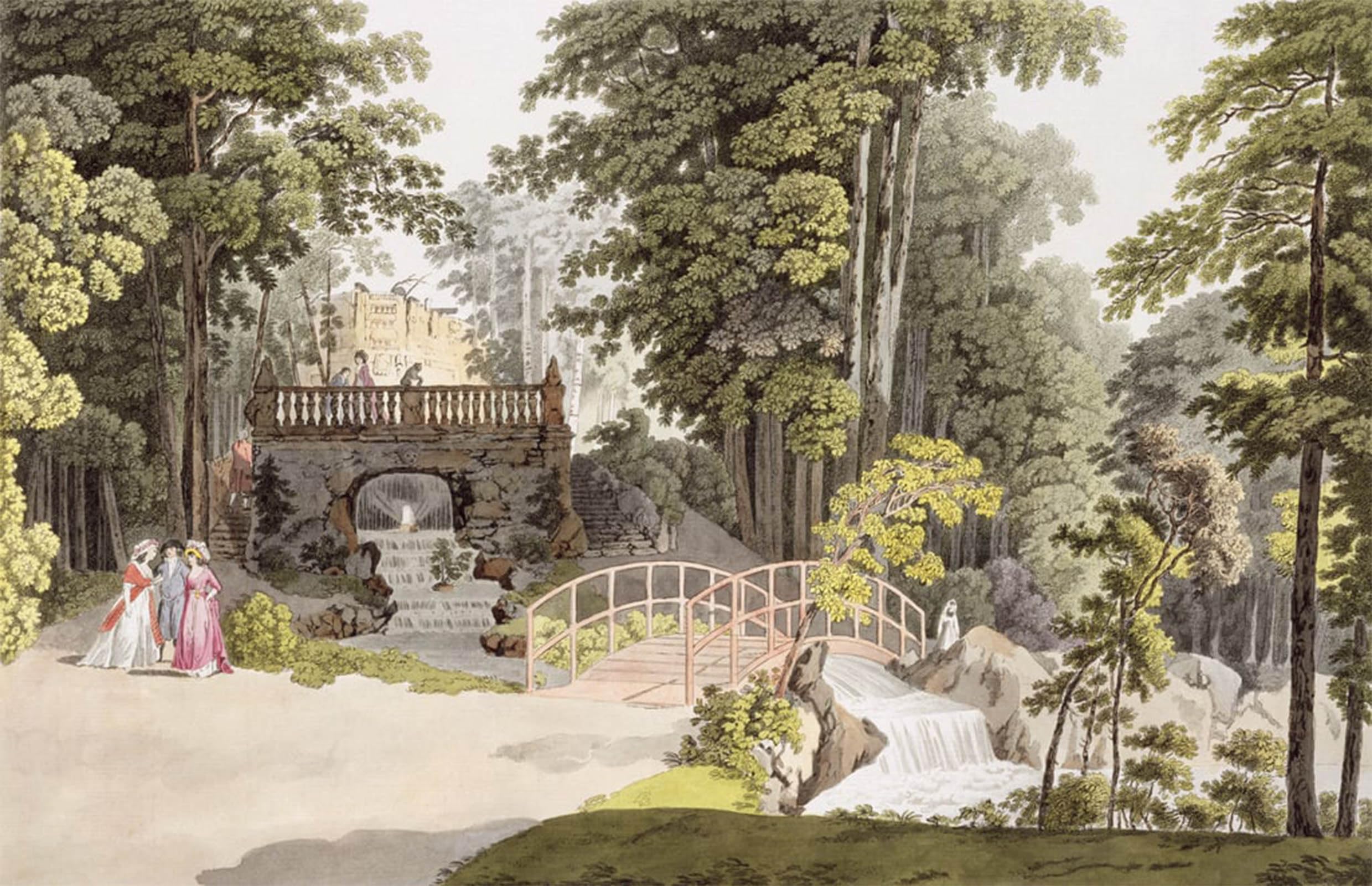 POSTERIIk Vintage Art Print Images Pictures Print View of the Cascade At Erlaw Vienna by Laurenz Janscha Modern Colour Posters for Office Home Decor 60x90cm