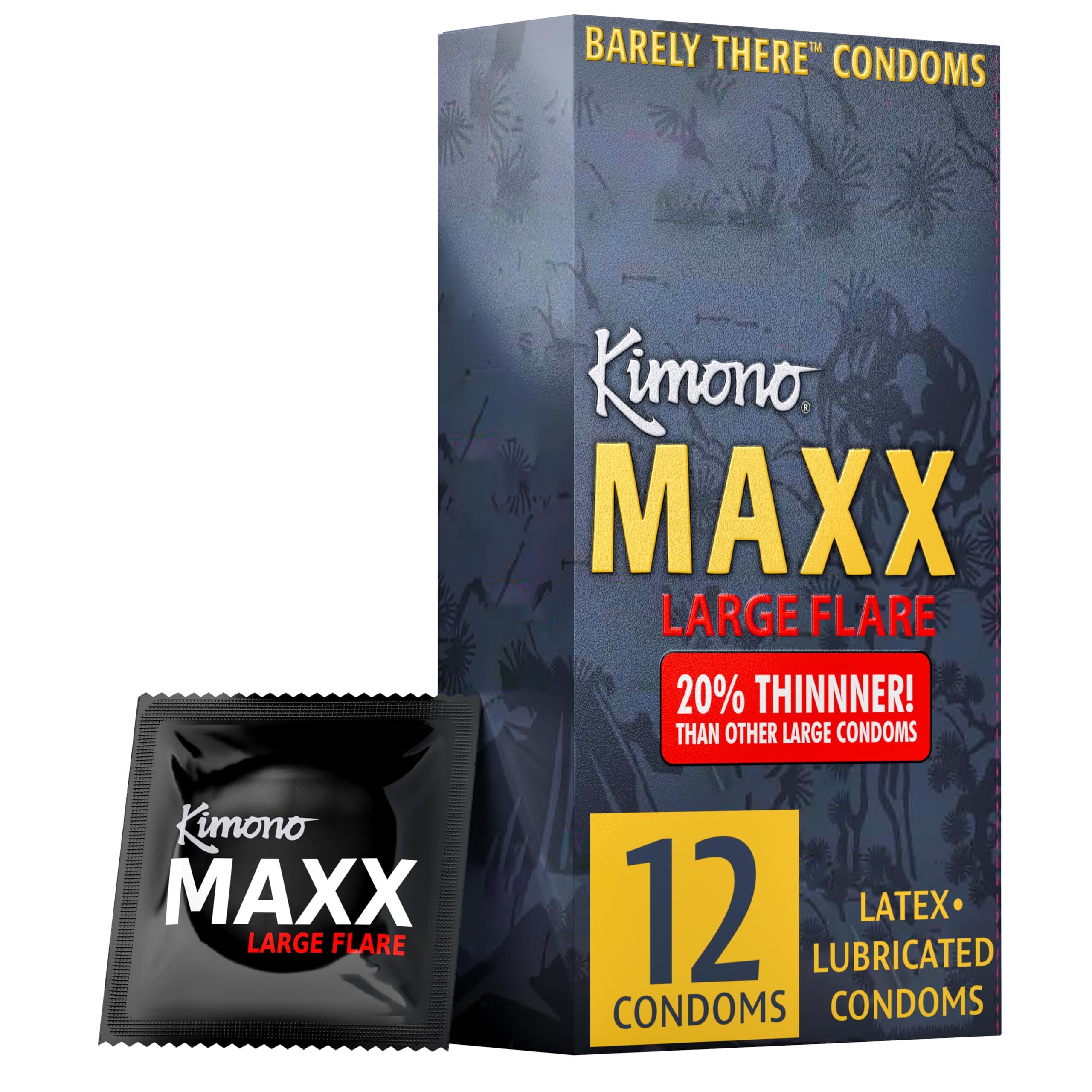 Amazon.com: Kimono MAXX Large Flare Condoms Pack of 12 - Premium