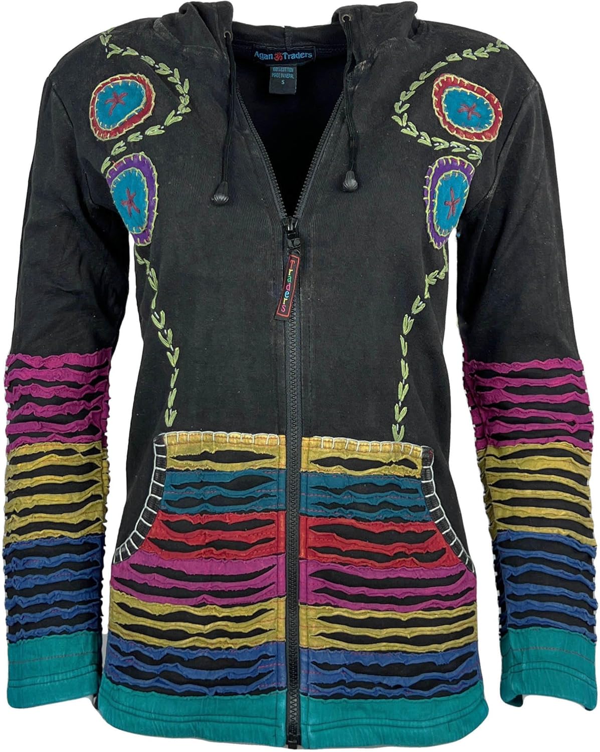 Agan Traders 2026 Boho Zip Up Jackets for Women - Tie Dye Patched Distressed Lightweight Women's Hoodie Sweatshirts - Image 7