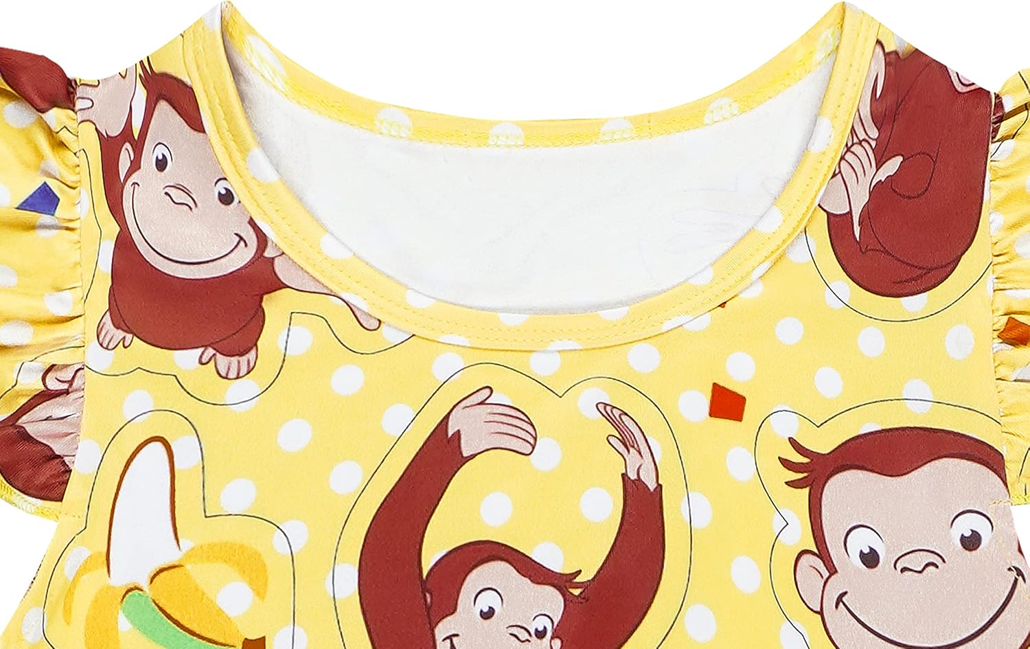 Girls Cartoon Monkey Gown Dress Flutter Sleeves Toddler Kids Birthday Party Oufits Wear 2-6 Years - Image 4