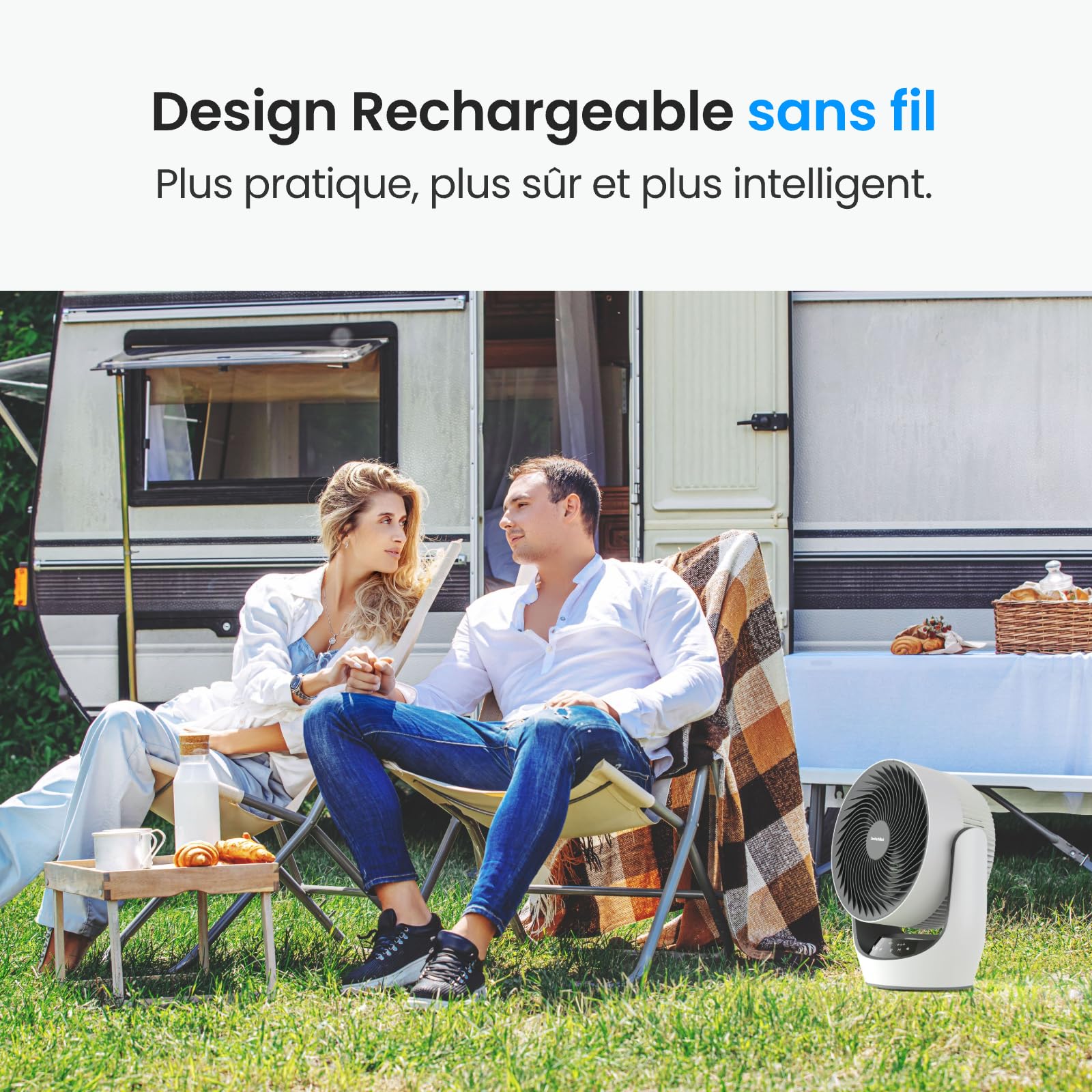 SwitchBot Ventilateur de Circulation de Batterie, USB，24dB Silencieux pour la Chambre, Compatible avec Alexa/Google/Siri (Hub requis), 4 Modes, Minuterie de 9h, à batterie économe en énergie