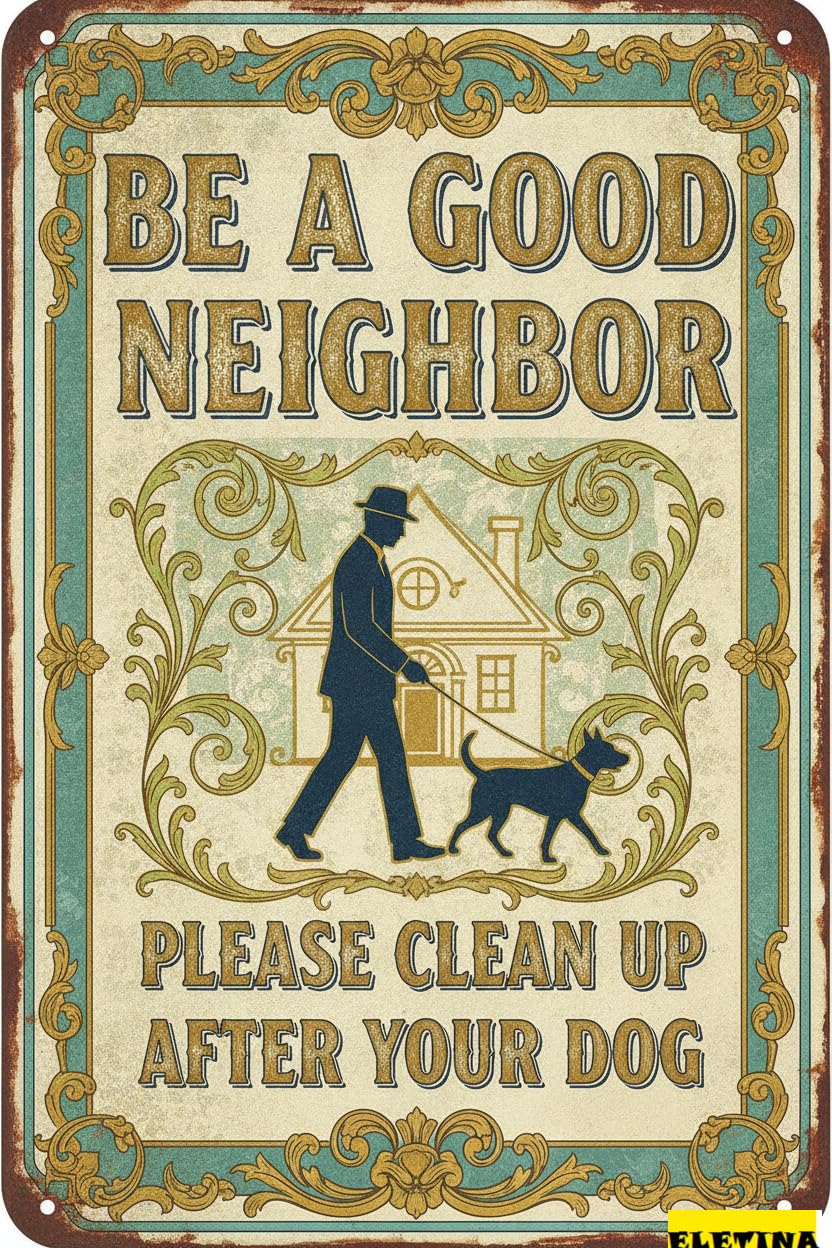 Tin Sign for Man Cave Dog Poop Yard, Clean Up After Your Dog Metal, Outdoor Lawn Garden Decor, Metal Wall Art, 8x12 Inch Private Property Decorative