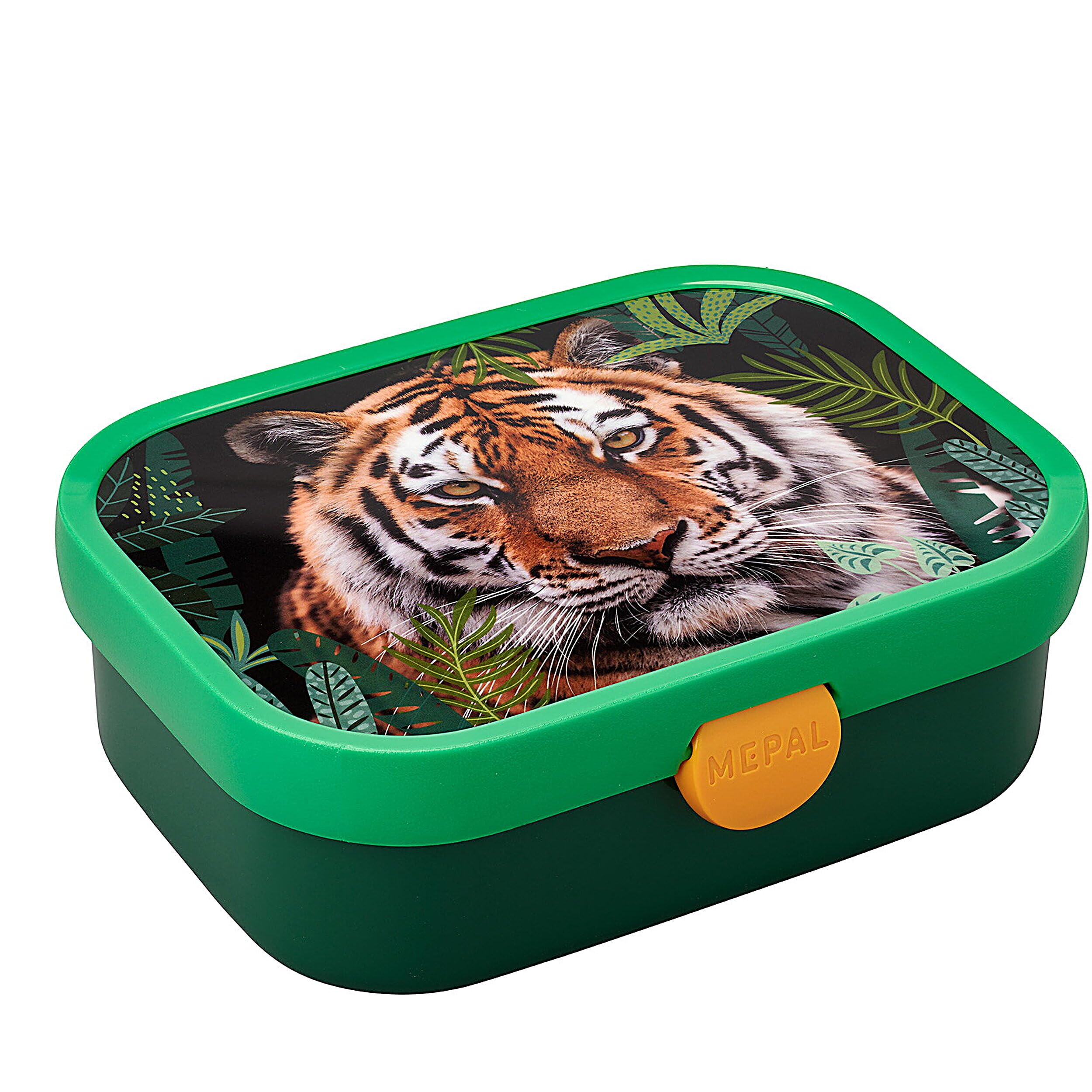 Mepal - Lunch Box Campus - Bento Lunch Box for Children - Lunch Box with Bento Compartment & Fork - Lunch Box with Clip Closure - BPA-Free & Dishwasher Safe - 750 ml - Wild Tiger