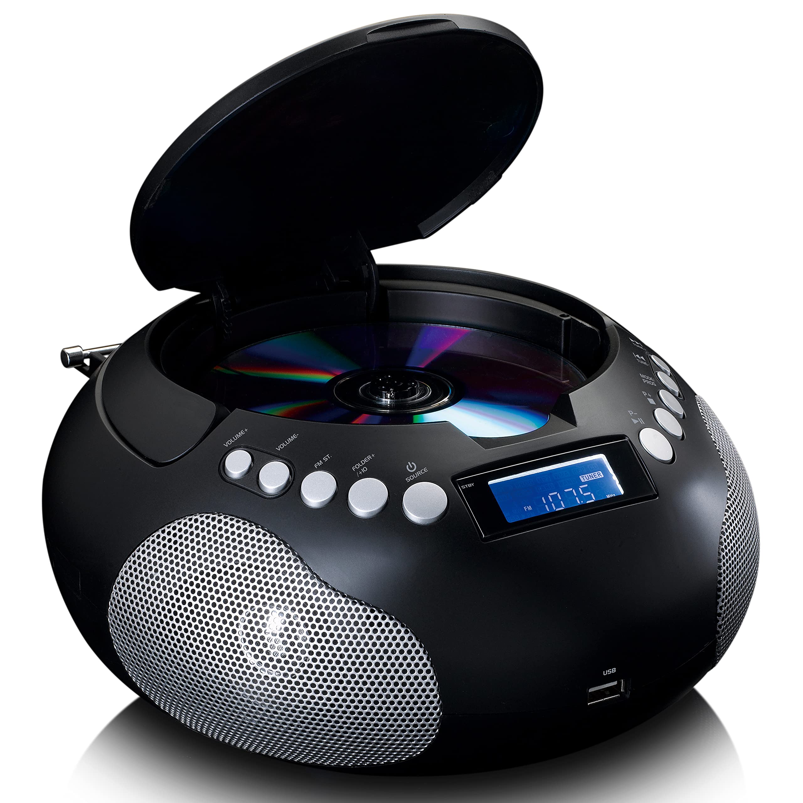Lenco SCD-331 - Radio CD Portable - Bluetooth - Port USB - Stockage de titres programmable - Radio FM PLL - Écran LCD - Entrée AUX - Noir