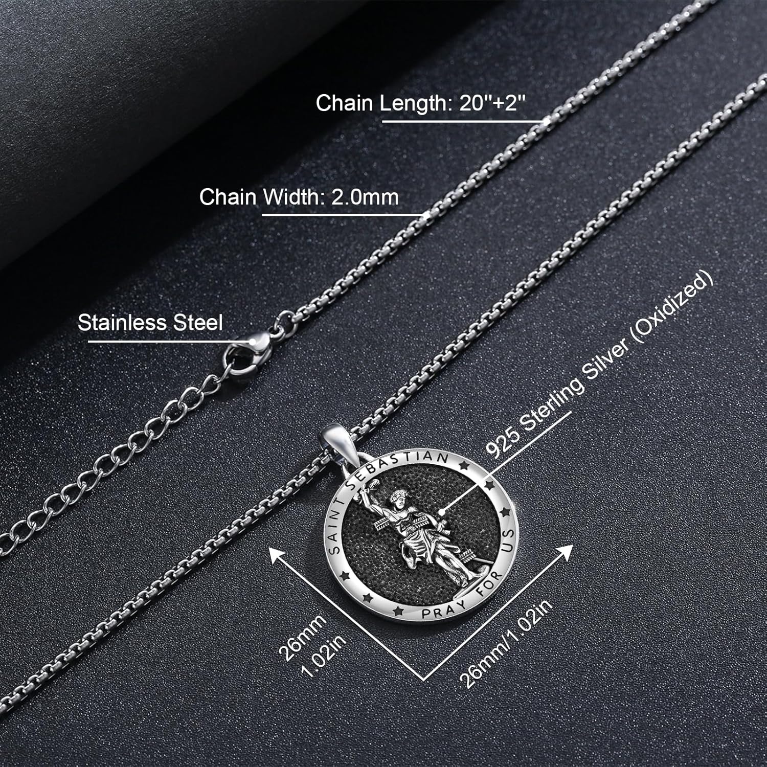 TwoAnts 925 Sterling Silver Patron Saint Medal Necklace Protection Catholic Jewelry Gifts for Men Women - Image 6