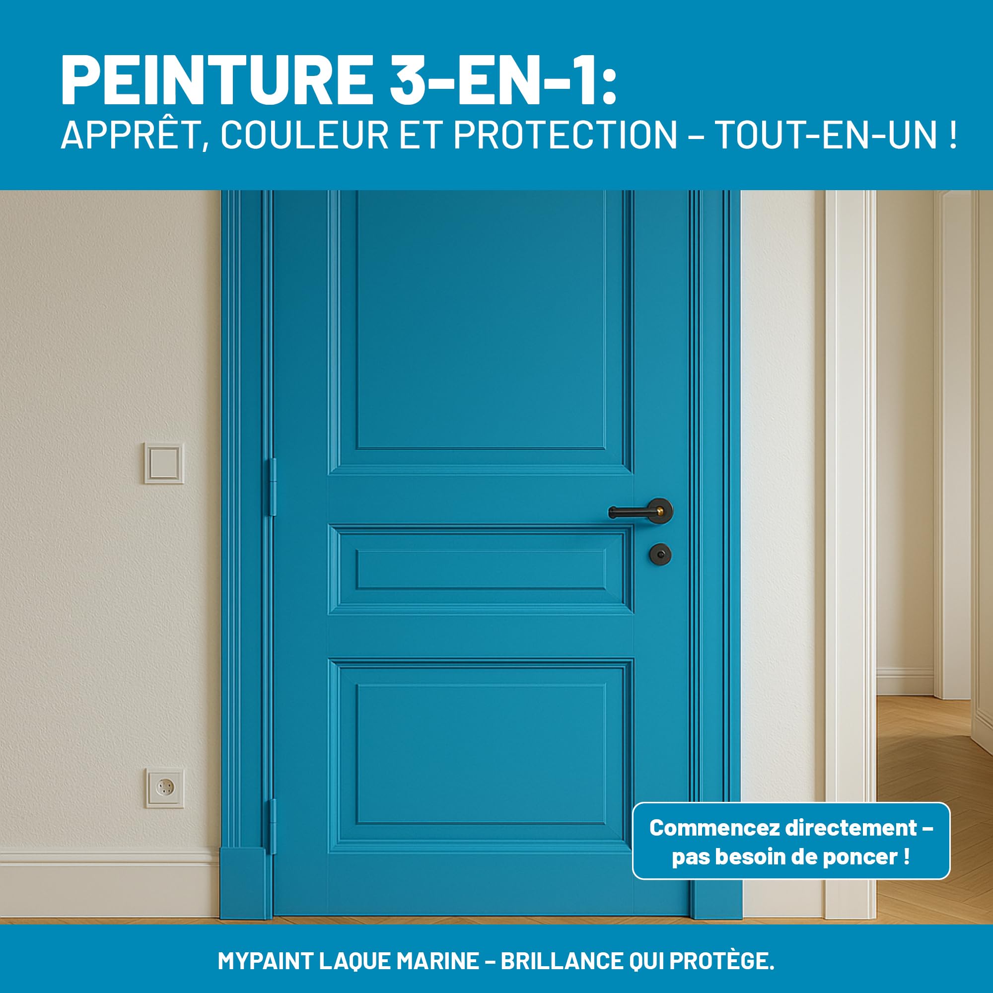 myPAINT® 2-en-1 vernis de couleur (2,25L, RAL 7016 gris anthracite) satiné Peinture acrylique - peinture pour jouets d'enfants - peinture pour bois - peinture pour bois intérieur