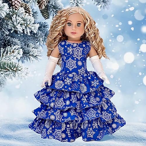 Miniatura 5 de Copo de nieve plateado - Conjunto de muñeca de 3 piezas de 18 pulgadas - Vestido azul con estola blanca y guantes largos - (Doll no incluido)