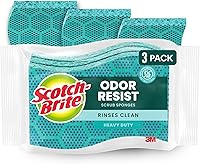 Scotch-Brite Odor Resist Heavy Duty Scrub Sponges, 3-Pack Dishwasher-Safe Kitchen Sponges for Tough Messes & Odor Control