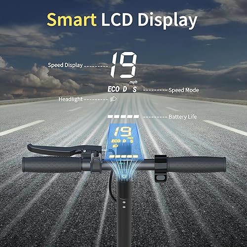 Miniatura 9 de Patinete eléctrico, suspensión básicadual y señales de giro, alcance de hasta 1921 millas, velocidad máxima de 19 Mph, neumáticos sólidos de 8.5