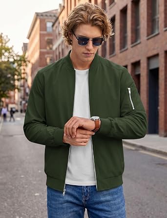 MAGNIVIT Men's Lightweight Bomber Jacket Windbreaker Casual Fall Spring Outdoor Coat