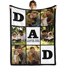 Personalized Father's Day Blanket Gifts for Husband Dad from Daughter Son Wife, Custom Blanket with Pictures Text, Fathers Day Christmas Birthday Gift for Father, Daddy, Husband, Men
