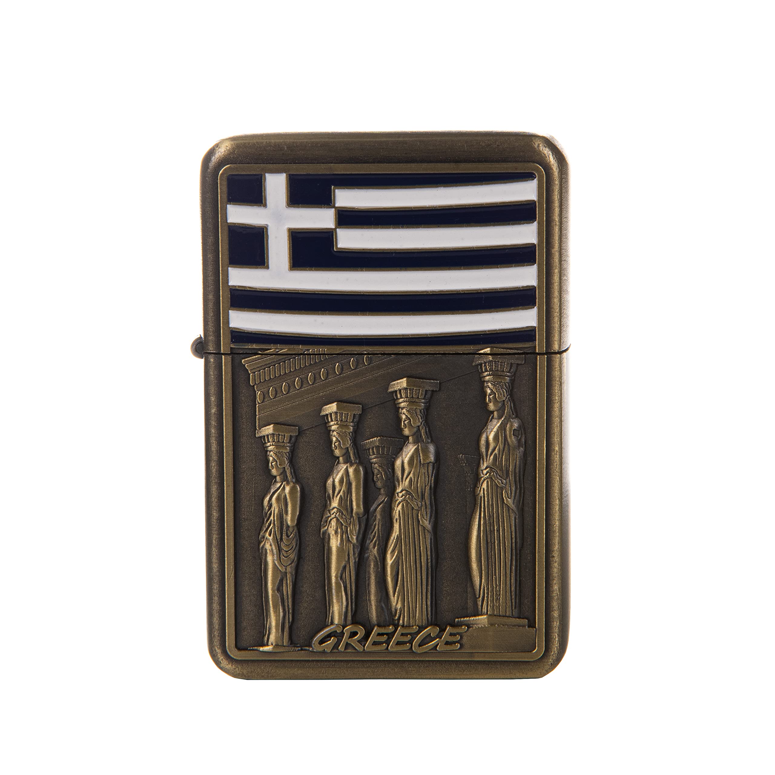 Zestaw zapalniczek benzynowych olejowych Parthenon Caryatid Ateny starożytna Grecja pamiątka