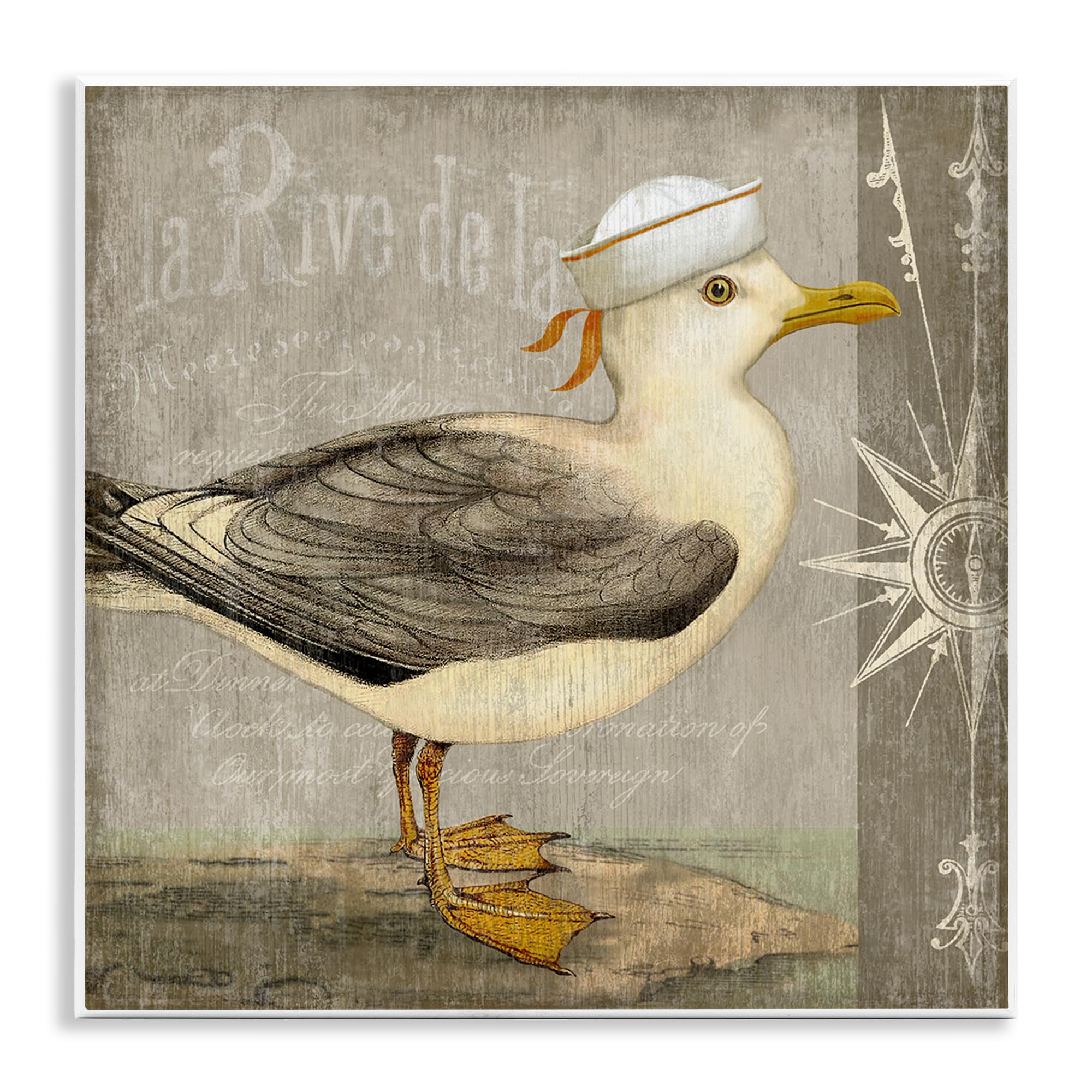 Stupell Industries 'Rustic Little Seagull', Wall Plaque Art, 12 x 12 Inches, Easy to Hang and Sturdy, Made in USA, by Suzanne Nicoll