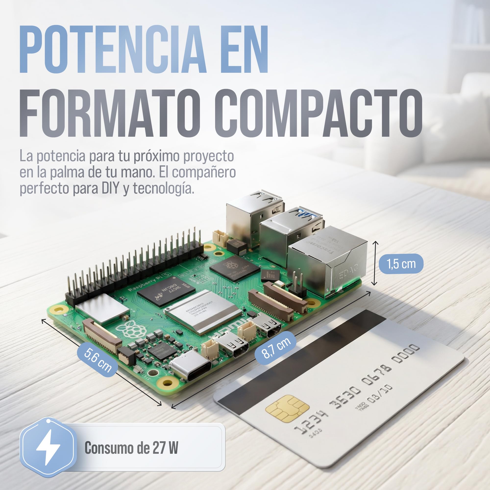 db-tronic Raspberry Pi 5 1 GB Starter Kit | Edición 64 GB | Alimentación 27 W | Carcasa con Ventilador | Micro HDMI 4K | Disipador | Ideal para Home Assistant y el Smart Home