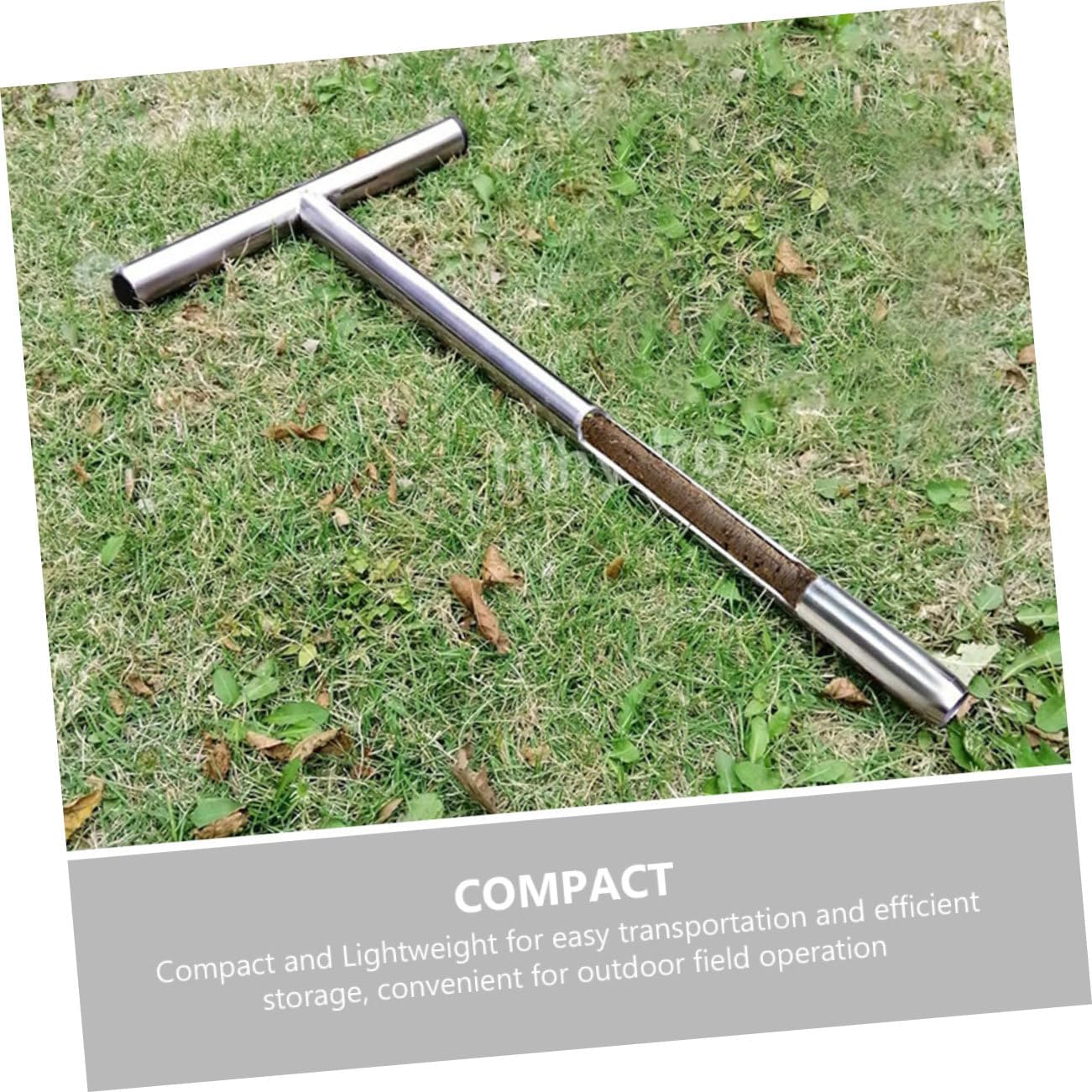 Hemoton Stainless Steel Soil Sampler Probe Tool with T-Handle Anti-Skid Design for Easy Soil Testing and Sampling Gardens Lawns and Farms