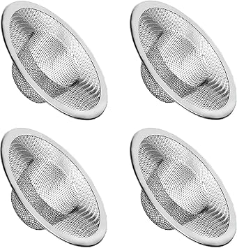 4pcs Heavy Duty Stainless Steel Slop Basket Filter Trap, 4.41" Top / 2.44" Mesh Metal Sink Strainer,Perfect for Kitchen Sink/Bathroom Bathtub Wash Basin Floor Drain Balcony Drain Hole,Utility...