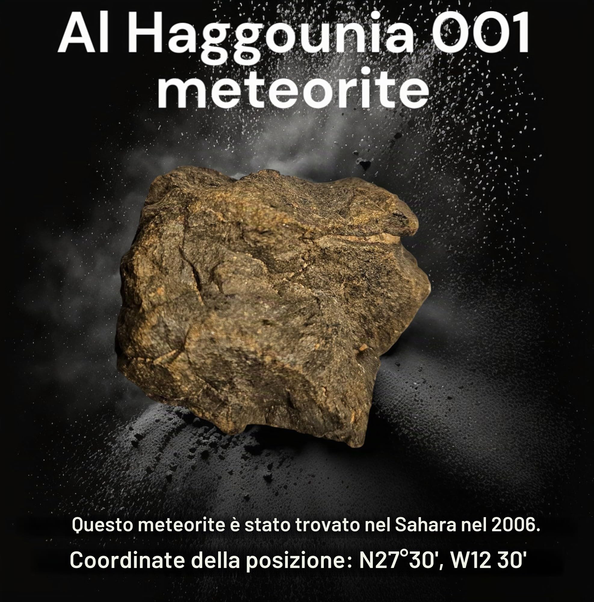 GreatGift Meteorite Standard -Al Haggounia 001 - Con certificato - Regalo molto speciale - Pietra spaziale - Pietra preziosa - Meteorite, gg-3111