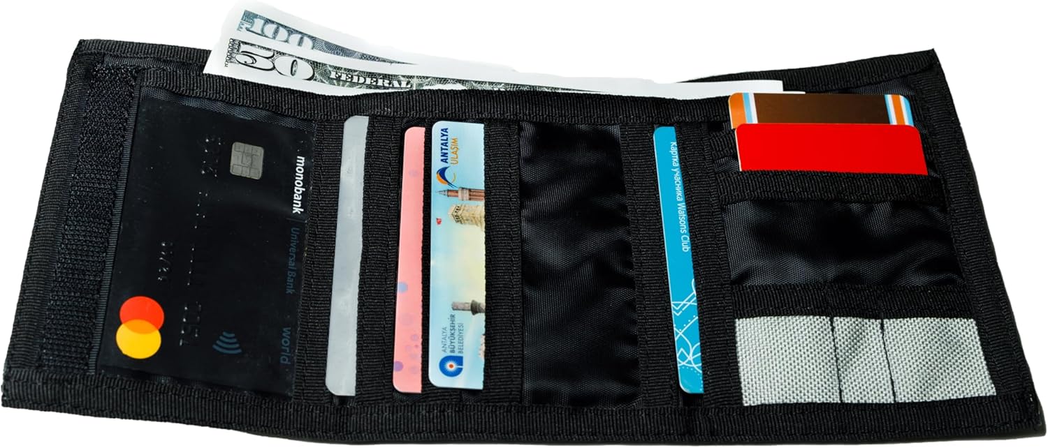 Chameleon Trifold Mens Nylon Wallet-Military Tactical Men Wallets- ID Card Holder - Canvas Thin Front Pocket Travel Wallet-Coin Zipper Pocket - Image 4