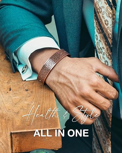 Miniatura 3 de Feraco Pulseras de cobre para hombres, pulsera magnética de cobre puro de 12 veces de fuerza para hombres con imanes de neodimio, brazalete