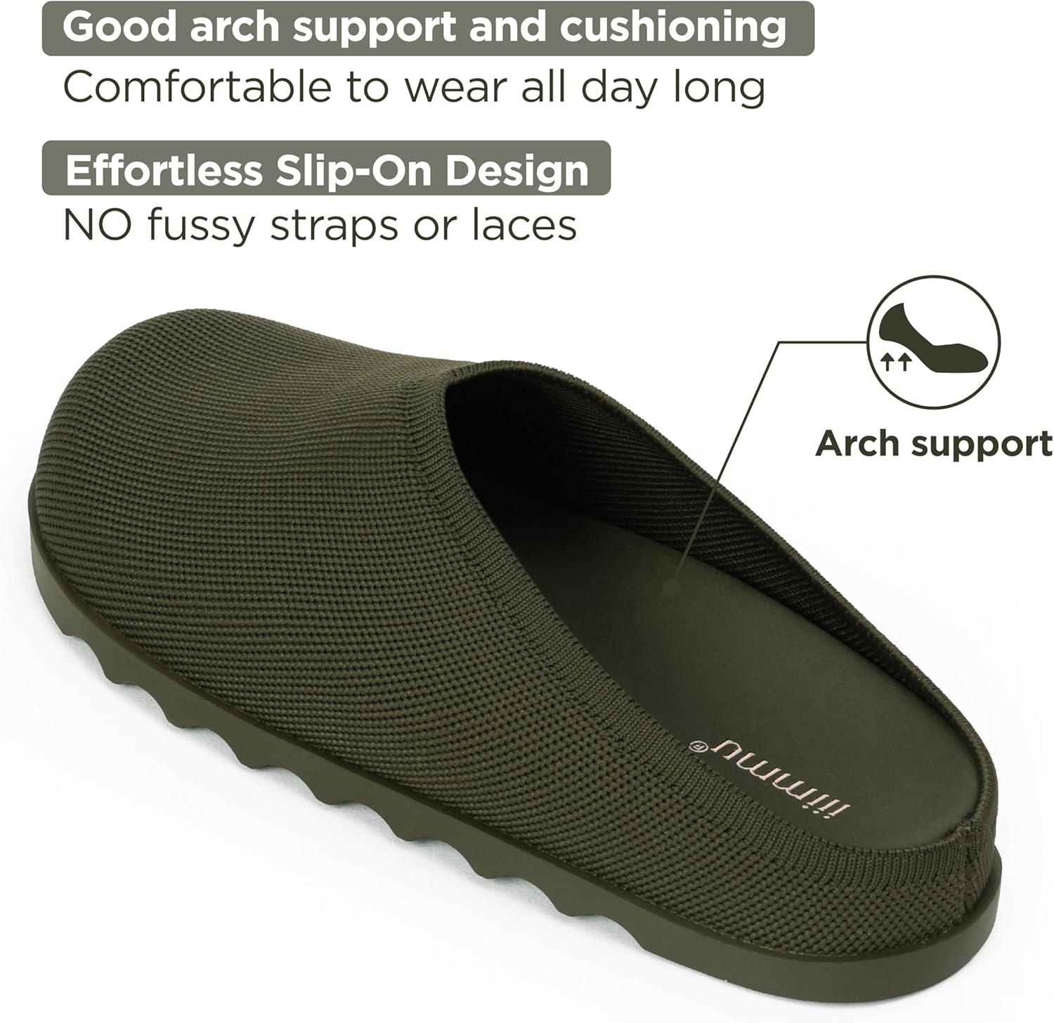 iiimmu Women Clogs Knit Slip On Mules Work Shoes with Arch Support Slippers Round Toe Slides Comfortable Flats - Image 6