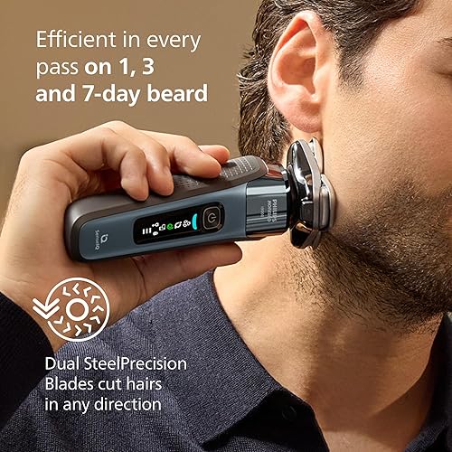 Miniatura 5 de Philips Norelco Shaver i9000, afeitadora eléctrica en seco y húmedo, Taubenblau, tecnología SenseIQ, sistema de triple elevación y corte, cuchillas