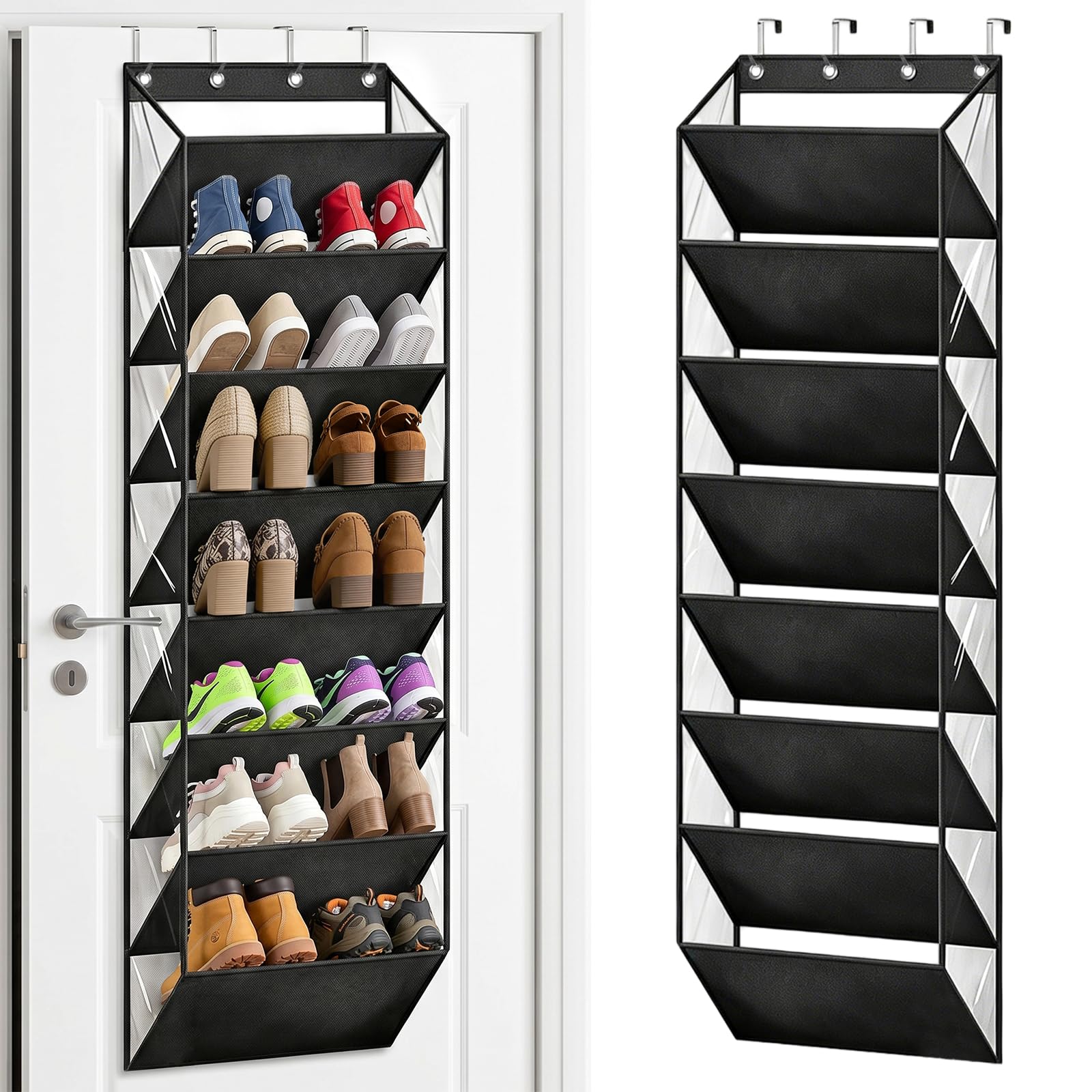 zxevg Door Shoe Rack 8 Pockets Clear PVC Hanging