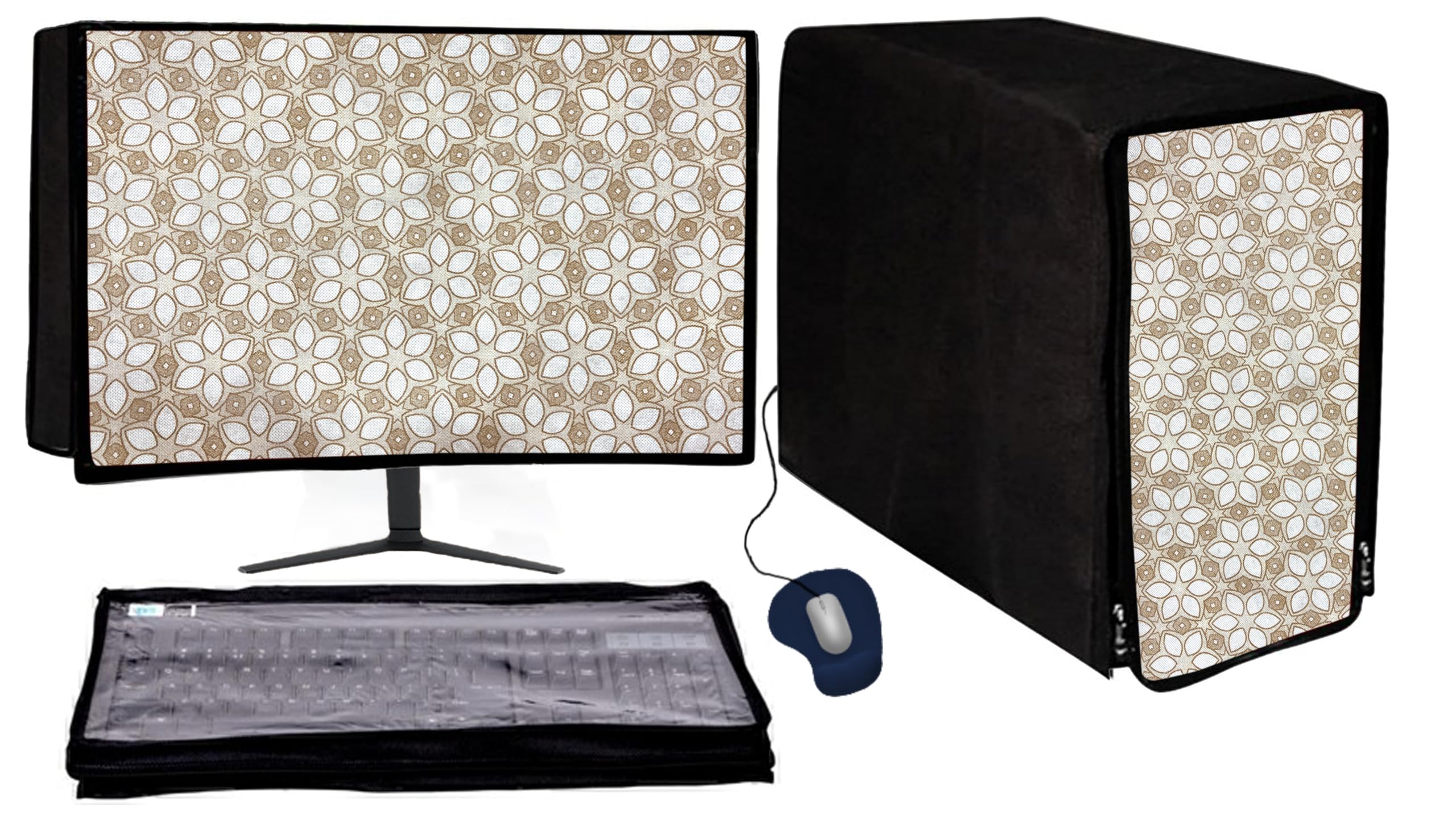 Computer Desktop 3 Pcs PVC Cover Set – Water-Resistant Dust Protection for Monitor, CPU & Keyboard | Extra Zip Closure | Ideal for Office, Home & Business Use (20 Inch)-image-28