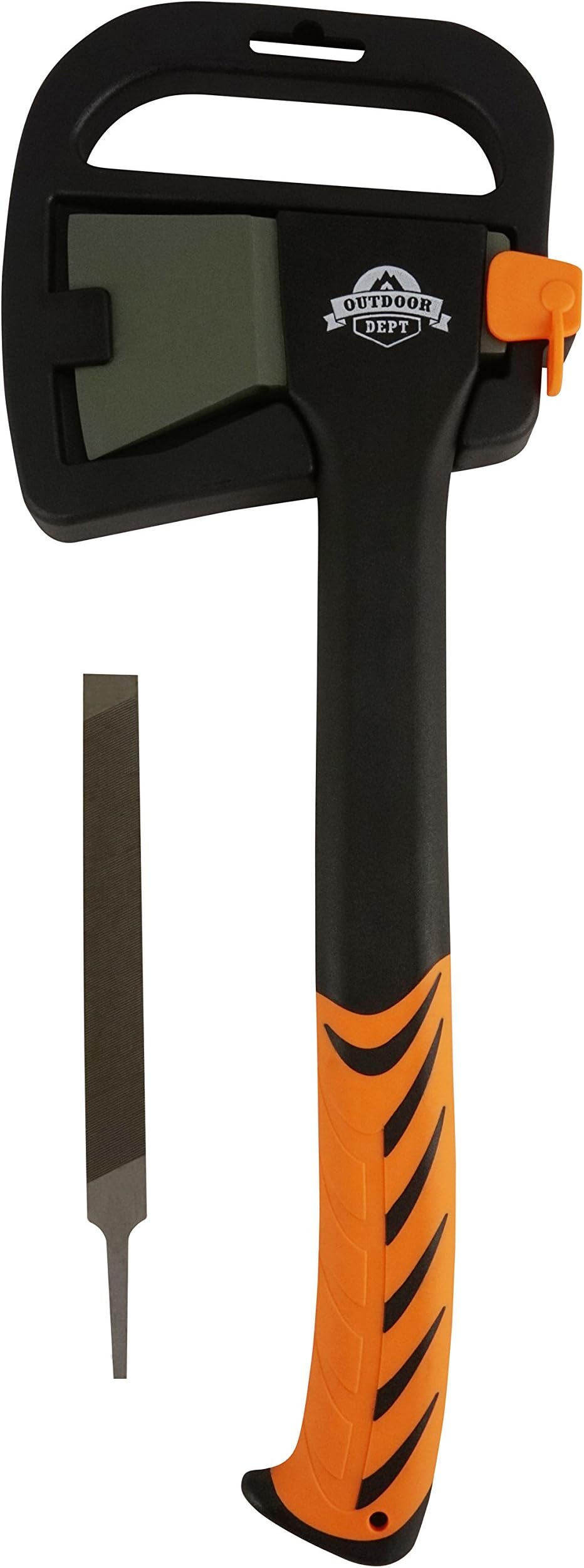 Universal chopping axe with hatchet/sheath and axe sharpener for garden, camping or outdoor. 36 CM.