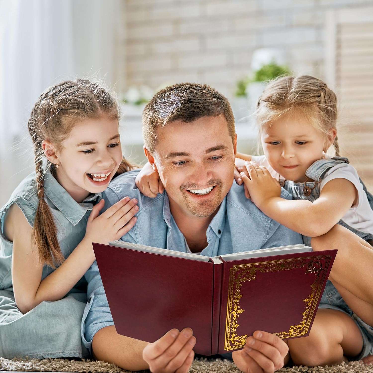 Vienrose Large Self-Adhesive Album Artificial Leather Cover Scrapbook Album 10.63"x11.02" Vintage Printed Memory Book DIY 60 Blank Pages with A Metallic Pen, Red - Image 6