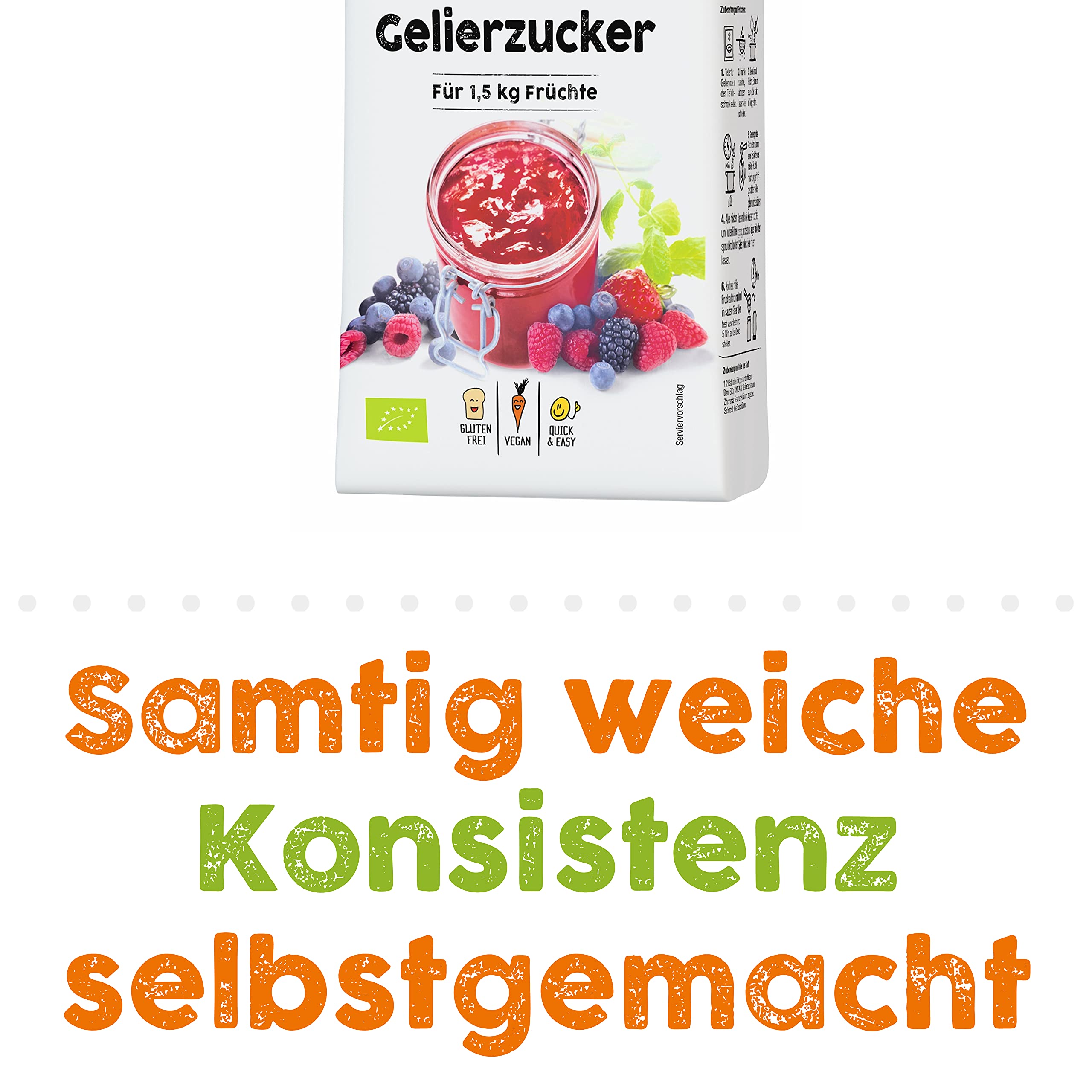 Biovegan Sucre gélifiant 3:1, gélifiant bio avec sucre de canne brut et pectines, pour pâtes à tartiner aux fruits et confitures, qualité bio, sans gluten et végétalien (500 g)