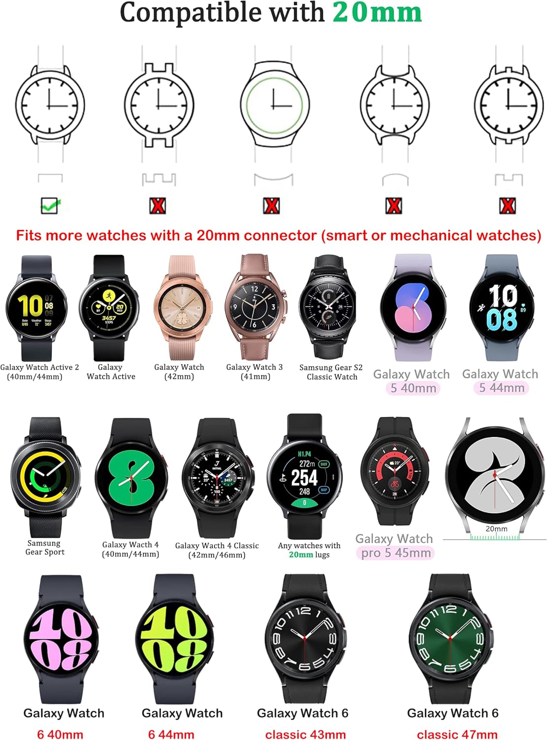 Boho Stone Bracelet Compatible with Samsung Galaxy Watch 3 41mm, Women Men 20mm Wristband Handmade Natural Stone Colorful Jasper Strap for Galaxy Watch 7/Watch 6/Watch 5 4