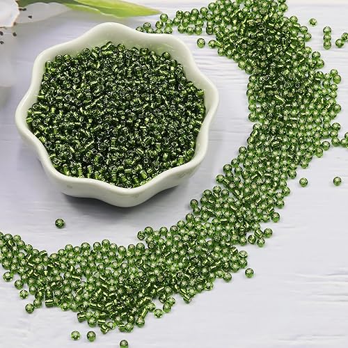 Vista 12 de Rojo transparente con cuentas forradas plateadas, tamaño 6/0, cuentas de semillas de vidrio para manualidades, 0.157 in para fabricación de joyas