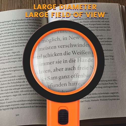 Miniatura 4 de AIXPI Lupa con luz, lupa grande de mano 30X, lupa iluminada con 12 luces LED para degeneración macular, personas mayores, lectura, inspección,