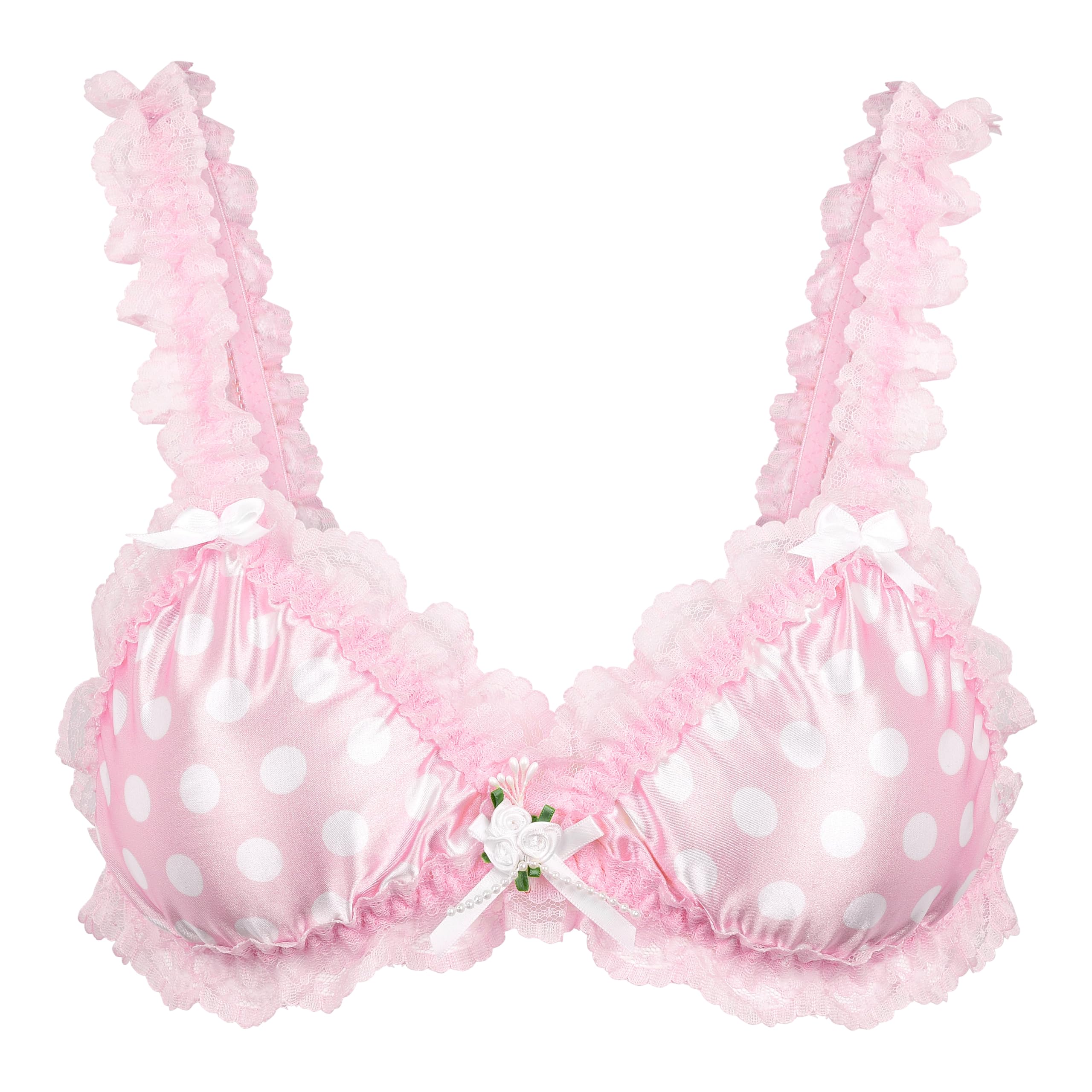 SatiniSissy Frilly Lace Fitted Satin Bralette