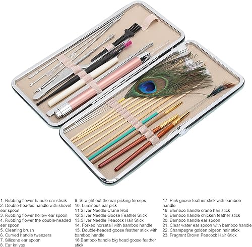 Miniatura 3 de Herramienta de eliminación de cera de oídos, 23 piezas, juegos de púas en espiral de doble extremo, cuchara, suministros para el cuidado de los