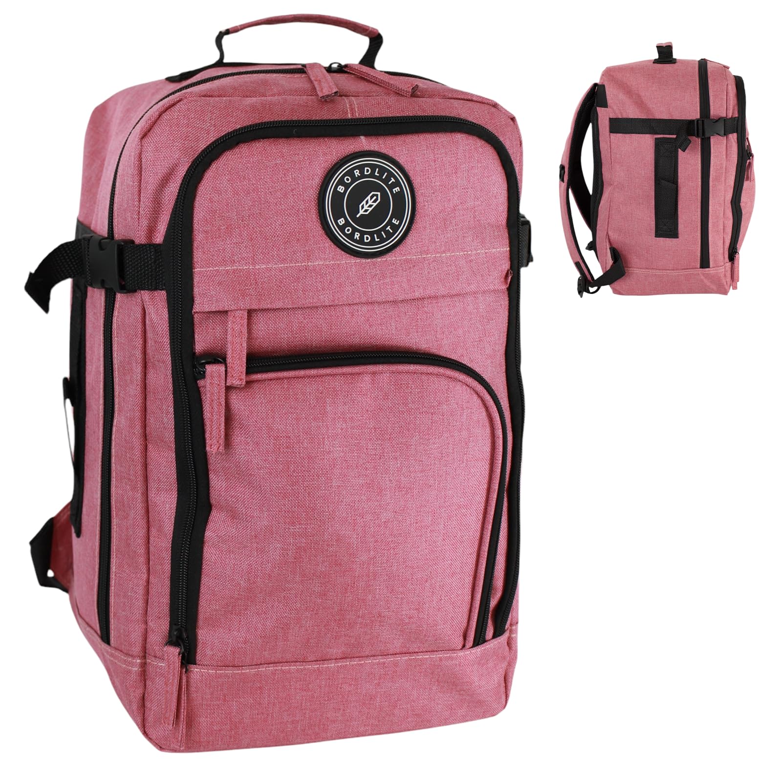 Bordlite Ryanair 40x20x25cm Underseat Cabin Backpack – Airline Approved Carry On Bag for Ryanair, EasyJet, Jet2 & More – Lightweight Travel Rucksack Fits Free Under Seat - PINK