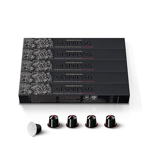 Nespresso Cápsulas OriginalLine Ristretto Descafeinato café tostado oscuro 50 cápsulas de café prepara 085 onzas