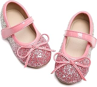 Otter MOMO Girls Mary Jane Gradient Glitter Princess Dress Shoes Ballerina Flats for Toddler/Little Kid
