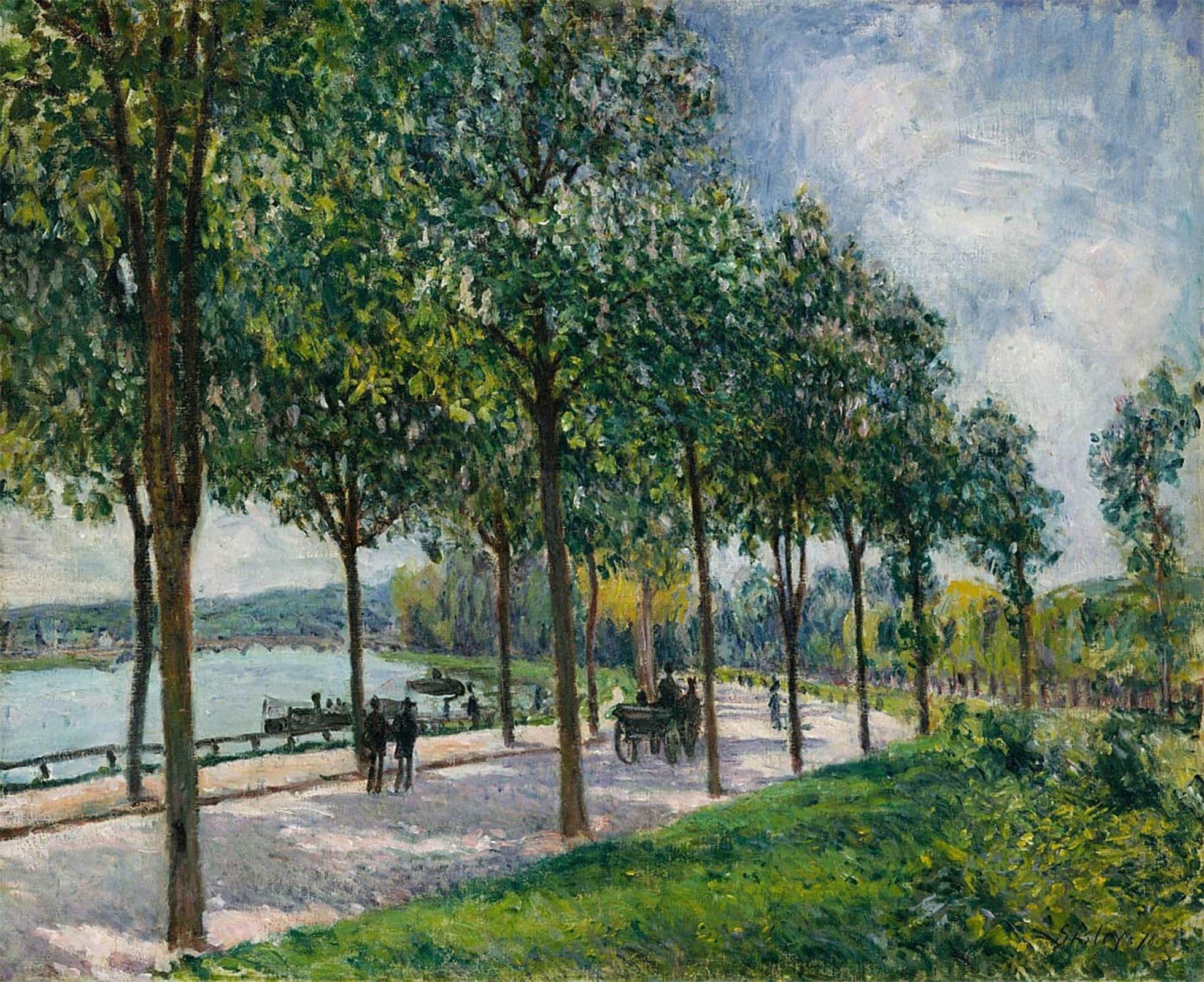 Serendipitp No Frame Vintage Picture Print On Canvas Wall Art Poster Allée Of Chestnut Trees By Alfred Sisle Artwork Print Poster For Wall Decor 60X90cm