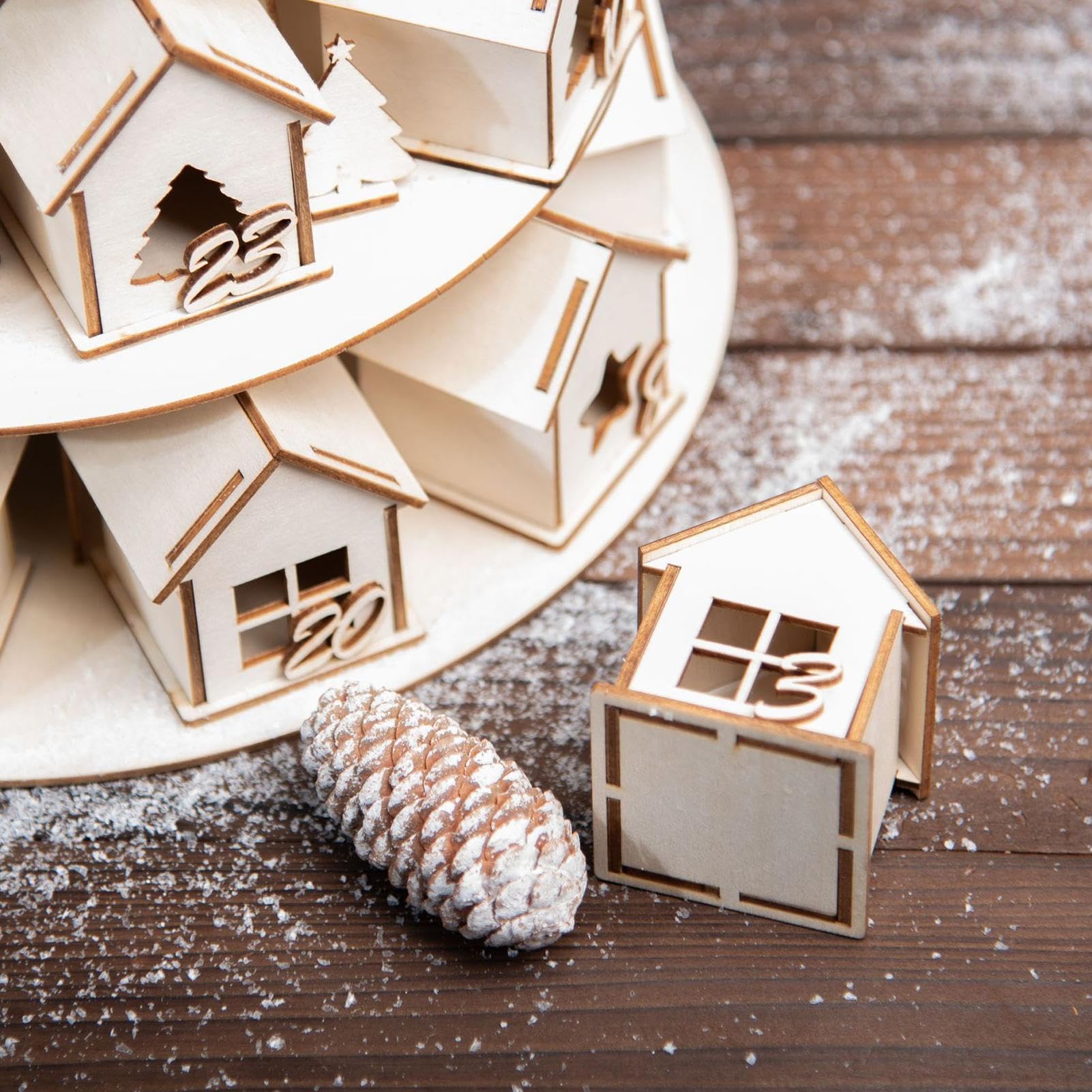 Weihnachts Adventskalender Haus Winterliche Adventsdekoration für Feiertage | 24 Leere Adventskalender Haus Zum Befüllen Für Kinder Mädchen Frauen Männer
