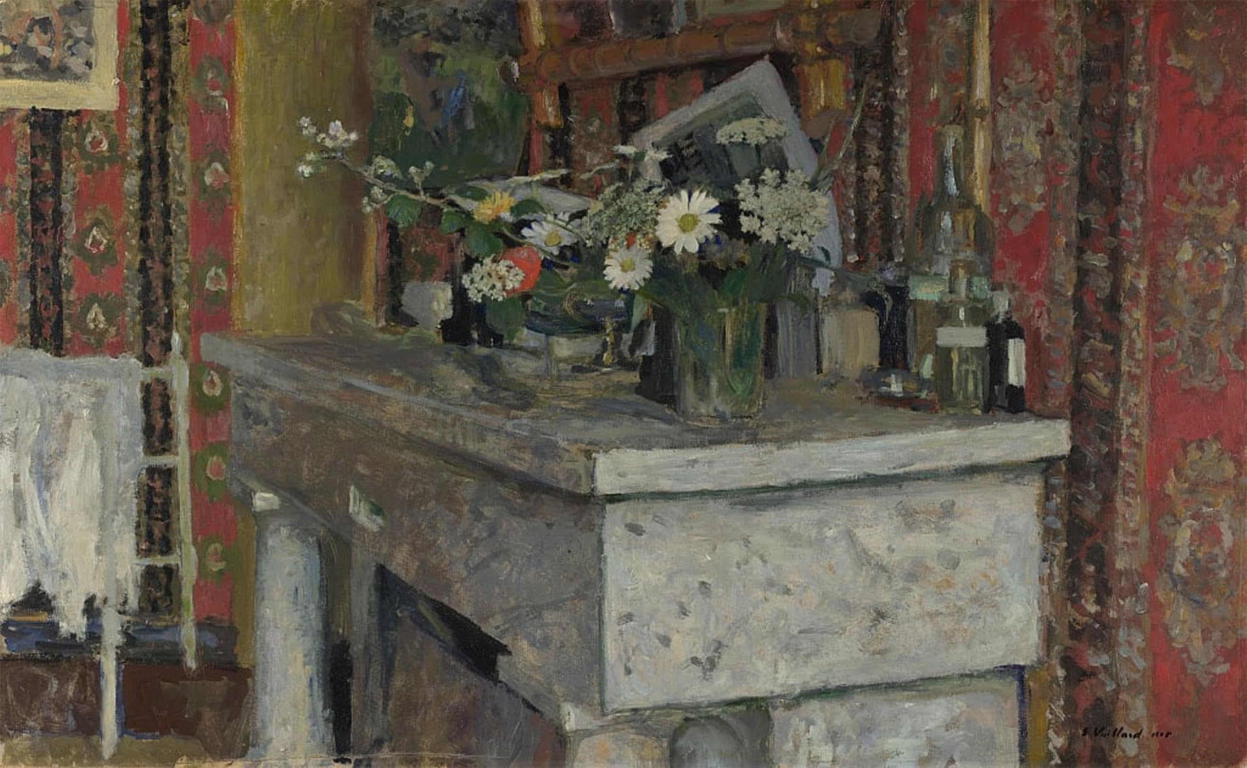 POSTERIIk Vintage Art Print Images Pictures Print the Mantelpiece by Edouard Vuillard Modern Colour Posters for Office Home Decor 60x90cm