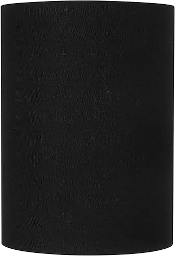 Black Linen - Pantalla cilíndrica pequeña de 8 pulgadas superior x 8 pulgadas inferior x 11 pulgadas de alto (araña) de repuesto con arpa y remate, Black Linen - Pantalla cilíndrica pequeña de 8 pulgadas superior x 8 pulgadas inferior x 11 pulgadas de alto (araña) de repuesto con arpa y remate,